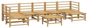 8 pcs conj. lounge de jardim bambu c/ almofadões cinzento-claro
