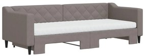 Sofá-cama c/ gavetão/colchões 80x200cm tecido cinza-acastanhado