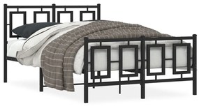 vidaXL Estrutura de cama com cabeceira e pés 120x190 cm metal preto