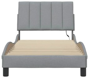 Estrutura de cama sem colchão 90x200 cm tecido cinzento-claro