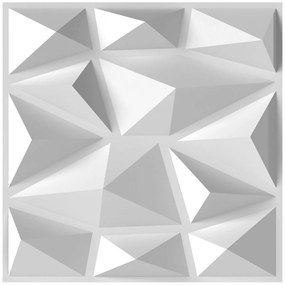 50 peças de painéis decorativos para paredes 3D em PVC impermeável para casa 30 x 30 x 2 cm branco