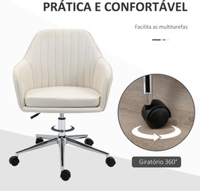 Cadeira de Escritório Cadeira de Secretária com Altura Regulável e Base Giratória para Escritório 61x59x86-96 cm Bege