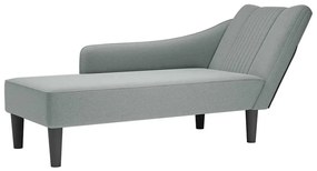Chaise lounge com apoio de braço direito em tecido cinza claro