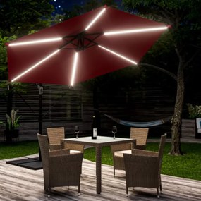 Chapéu de sol solar com LED Mali  Ø330cm Proteção UV 30+ vermelho