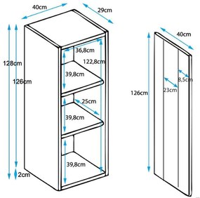 Vitrine Rialba de 128cm com Luzes LED - Preto - Design Moderno