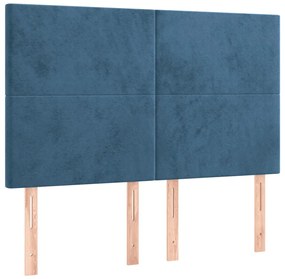 Estrutura de cama sem colchão 140x190 cm veludo azul-escuro