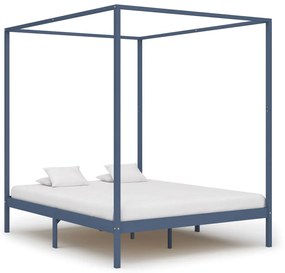 283279 vidaXL Estrutura de cama com toldo 180x200 cm pinho maciço cinzento
