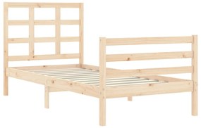 Estrutura cama de solteiro pequena c/ cabeceira madeira maciça