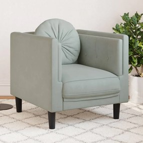 vidaXL Poltrona com almofadão veludo cinzento-claro