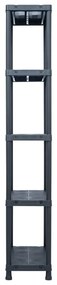 Estantes de arrumação 5 pcs preto 125 Kg 60x30x180 cm plástico