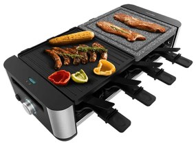 Máquina de raclette Cheese&Grill 16000 Inox Mixgrill para 8 pessoas com grill de 1400 W. Com estrutura de design com acabamentos em aço inoxidável e d