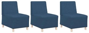 Cadeira de Sofá Cinza Claro 55 cm em Tecido 3 pcs Azul