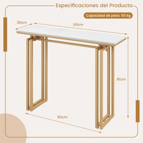 Consola de Entrada Moderna "Luxe" com Tampo de Mármore Falso e Estrutu