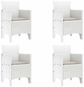 Cadeiras de jardim com almofadas 4 pcs Branco 53 x 49 x 85 cm