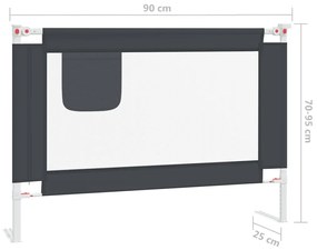 Barra segurança p/ cama infantil tecido 90x25 cm cinza-escuro