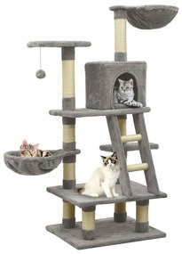vidaXL Árvore para gatos c/ postes arranhadores sisal 122 cm cinzento