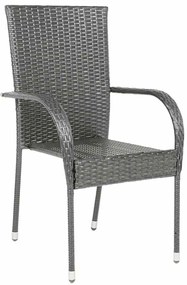 Cadeiras de exterior empilháveis 6 pcs vime PE cinzento
