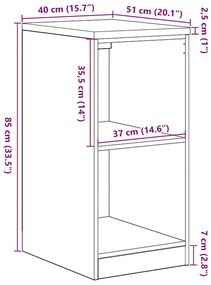 Armário de arrumação de garagem cinzento sonoma 40x51x85 cm