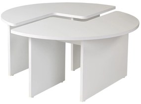 Mesa de Centro "Moira" – Branco, Ø90x41 cm, Design Rústico Moderno
