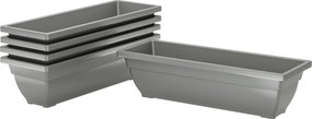 Outsunny Conjunto de 5 Vasos, Recipientes para plantas em plástico para terraço, jardim, varanda, 59 x 21 x 16 cm, Cinza | Aosom Portugal