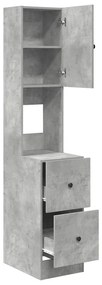 Armário de Cozinha Cinza Concreto 35x50x180 cm Madeira Ingenheirada