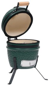 Churrasqueira/defumador Kamado 2-em-1 cerâmica 56 cm verde