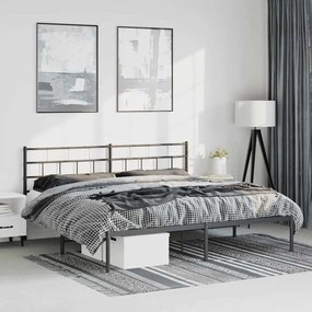 vidaXL Estrutura de cama com cabeceira 193x203 cm metal preto