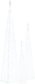 Conjunto de 3 Cones Natalicios com LEDs - Branco Frio