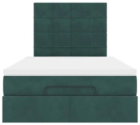 Estrutura de cama otomana com colchões verde escuro veludo