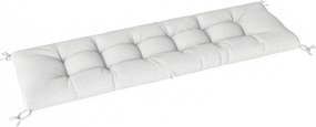 Outsunny Almofada para Banco Exterior com Tiras de Fixação Proteção UV50+ Recuperação Lenta Interior Exterior 198x65x13 cm Creme | Aosom Portugal