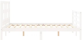 Estrutura de cama com cabeceira 140x200cm madeira maciça branco