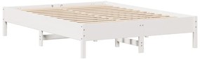 Cama sem colchão 140x190 cm madeira de pinho maciça branco