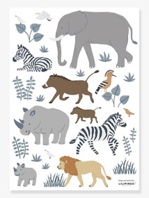 Autocolantes LILIPINSO - Big five & Cie - animais da selva cinzento escuro liso com motiv