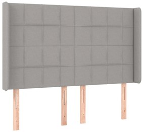 Cama box spring c/ colchão e LED 140x190 cm tecido cinza-claro