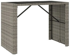 5 pcs conjunto de bar p/ jardim c/ almofadões vime PE cinzento