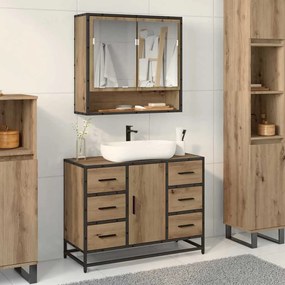 vidaXL Conjunto de Móveis para Banheiro 2 pcs carvalho artisiano