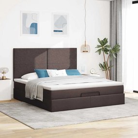 Estrutura de cama otomana com colchão 180x200cm castanho escuro