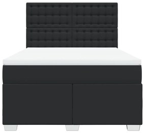 Cama com molas/colchão 160x200 cm couro artificial preto