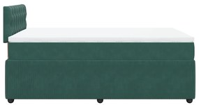 Cama boxspring com colchão 120x200 cm veludo verde-escuro