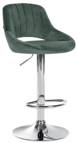 Banco alto Milet em veludo com estrutura cromada 85-106 x 47 x 48 cm Verde