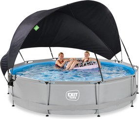 Piscina redonda Soft ø360x76cm com bomba de filtragem e cobertura - cinzenta
