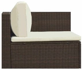 5 pcs conjunto lounge jardim c/ almofadões vime PE castanho