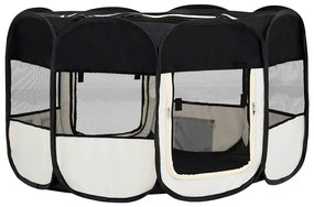 Parque dobrável p/ cão c/ saco de transporte 145x145x61cm preto