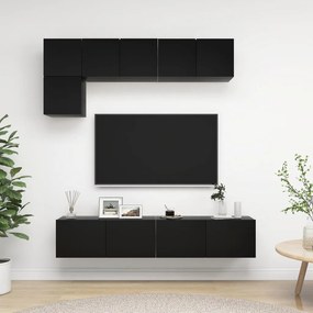 vidaXL 5 pcs conjunto de móveis de TV derivados de madeira preto