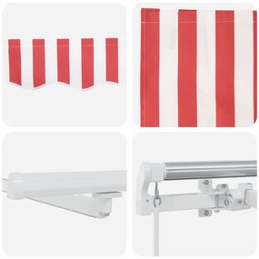 Toldo Retrátil Vermelho e branco 600 × 350 cm Vermelho e branco