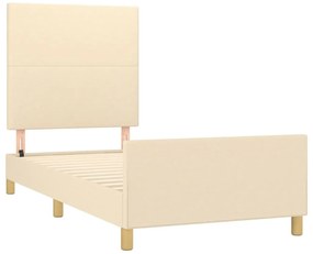 Estrutura de cama sem colchão 90x190 cm tecido creme