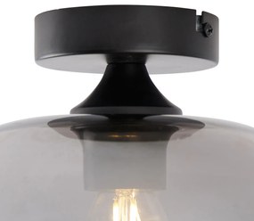 LED Candeeiro de teto inteligente preto com vidro fumê incl. Wifi P45 - Busa Art Deco