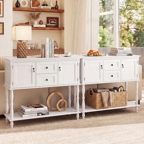 Mesa de Consola Vintage, 100 x 36 x 86,5 cm, Amplo Espaço de Arrumação, Branco