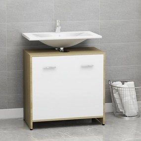 802575 vidaXL Armário casa de banho 60x33x61 cm contrapl. branco/carvalho