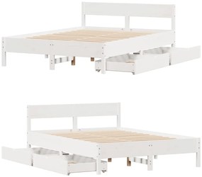 Cama sem colchão 140x190 cm madeira de pinho maciça branco